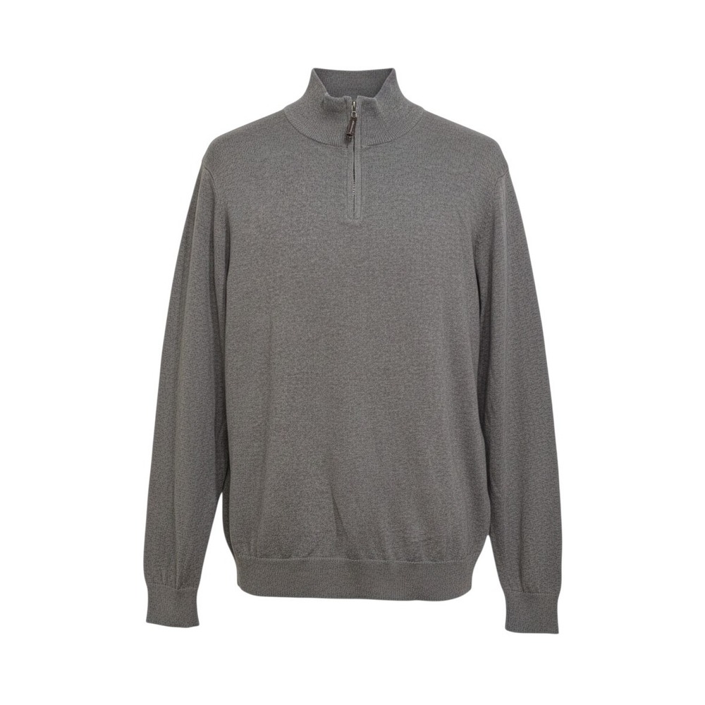 NWT Harrison Davis Quarter Zip Sweater Gray 100% Cotton Mock Neck Knit - XL